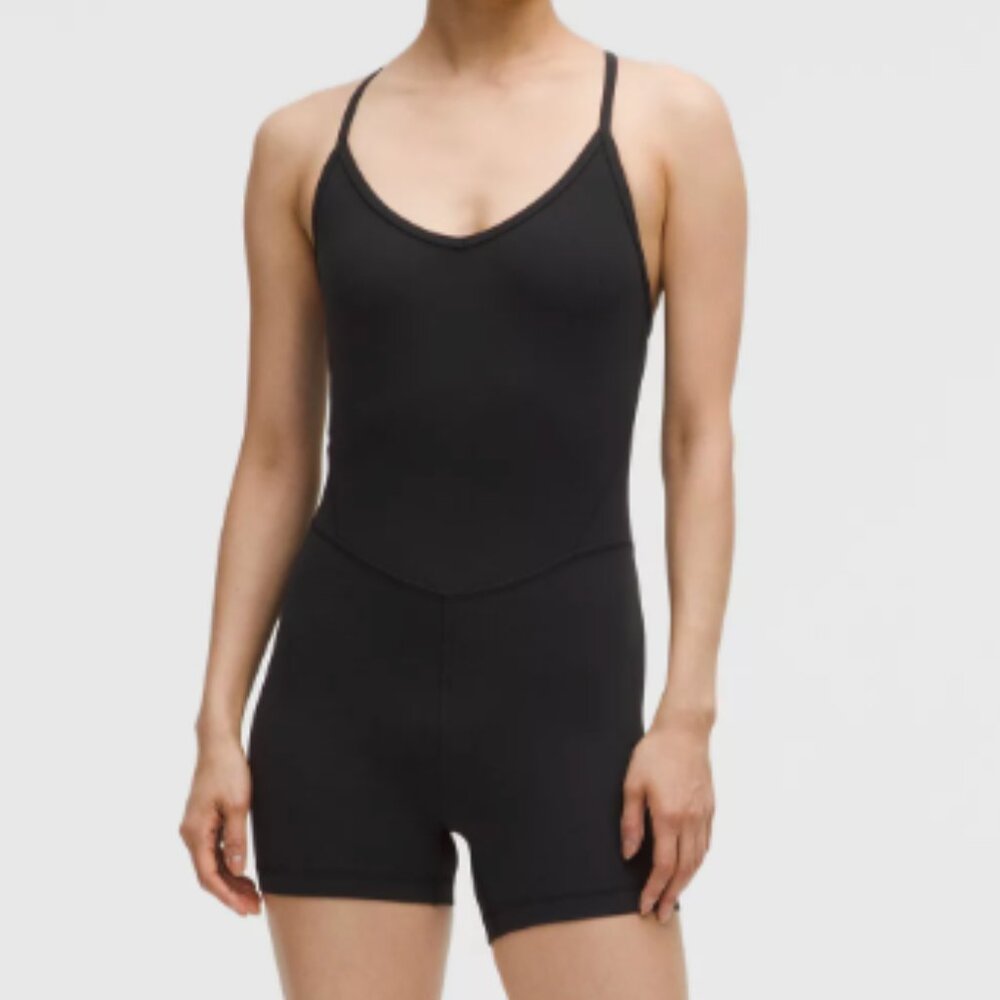 lululemon Align™ Cross-Back Bodysuit 4" in Black, size 6